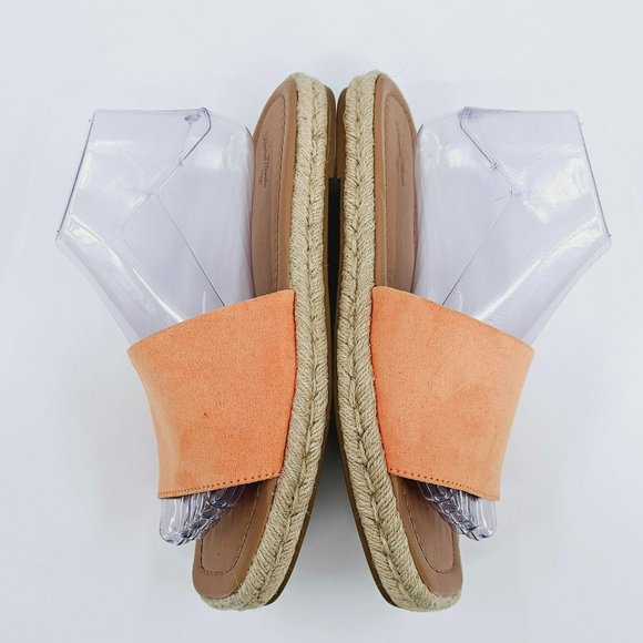 Universal Thread Maren Sandals 10 Orange Tan Square Toe Espadrille Slide Flat - Picture 9 of 13